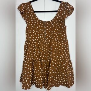 Entro Ditsy Floral Ruffle Tier Lined Romper Size Small